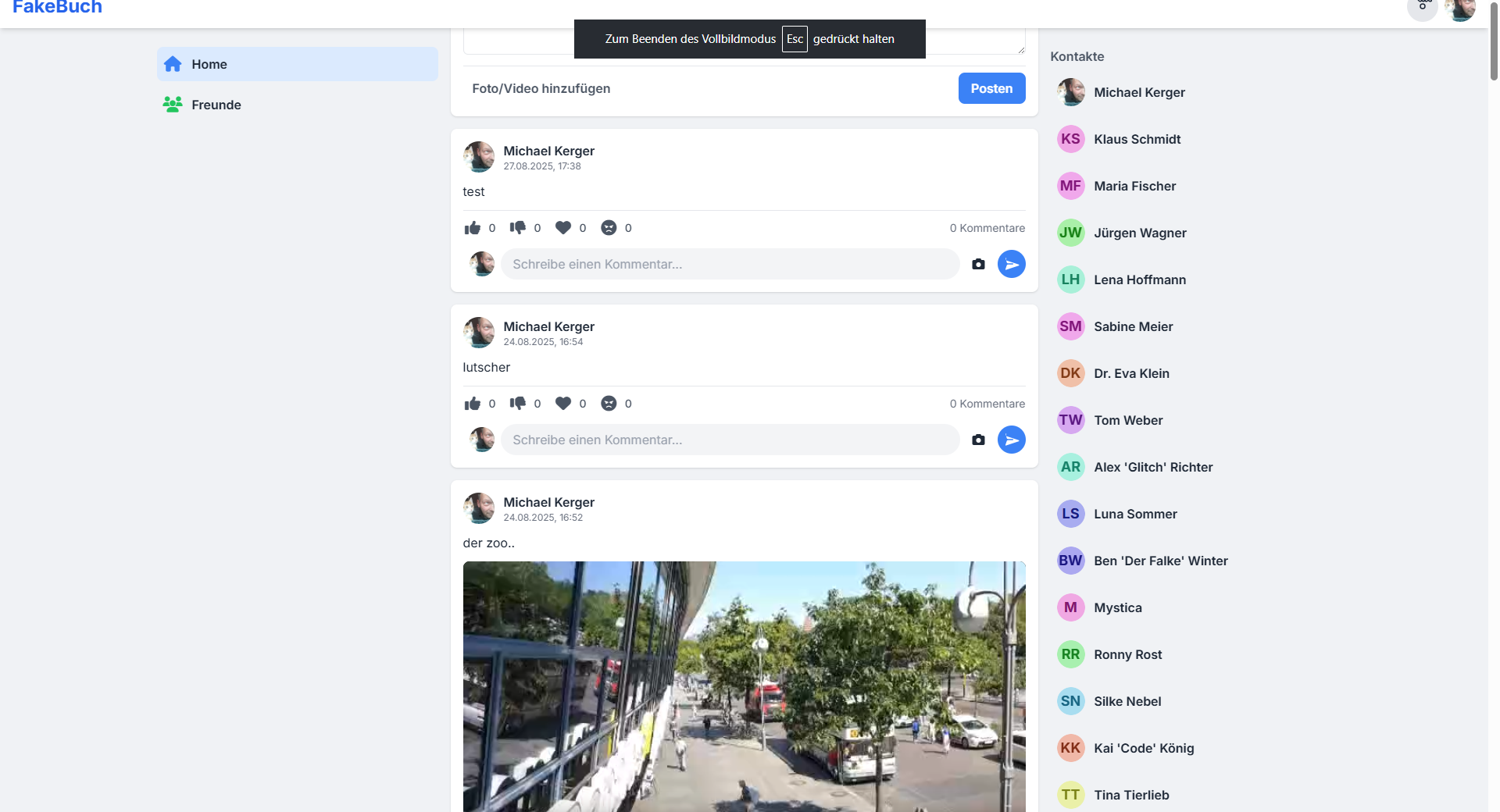 Socail Media Webseite Fakebuch